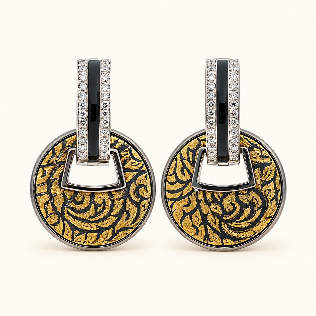 Golden Niello Kanok Coin Dangling Earrings AG576