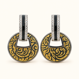 Golden Niello Kanok Coin Dangling Earrings AG576