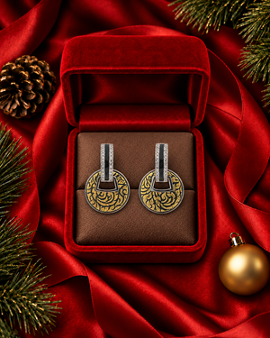 Golden Niello Kanok Coin Dangling Earrings AG576