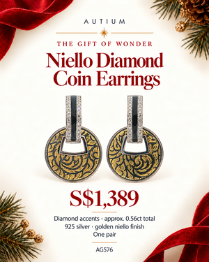 Golden Niello Kanok Coin Dangling Earrings AG576