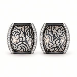 Silver Niello Kanok Barrel Earrings AG577