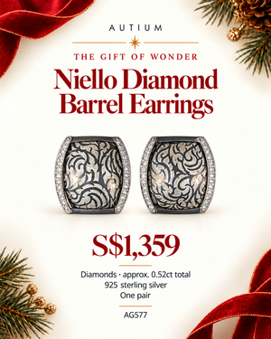 Silver Niello Kanok Barrel Earrings AG577