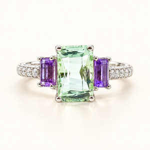 Viola Three Stone Ring — Mint-Green Tourmaline AG738