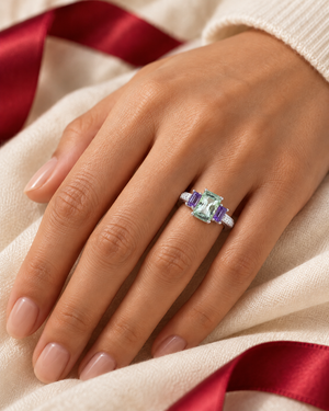 Viola Three Stone Ring — Mint-Green Tourmaline AG738