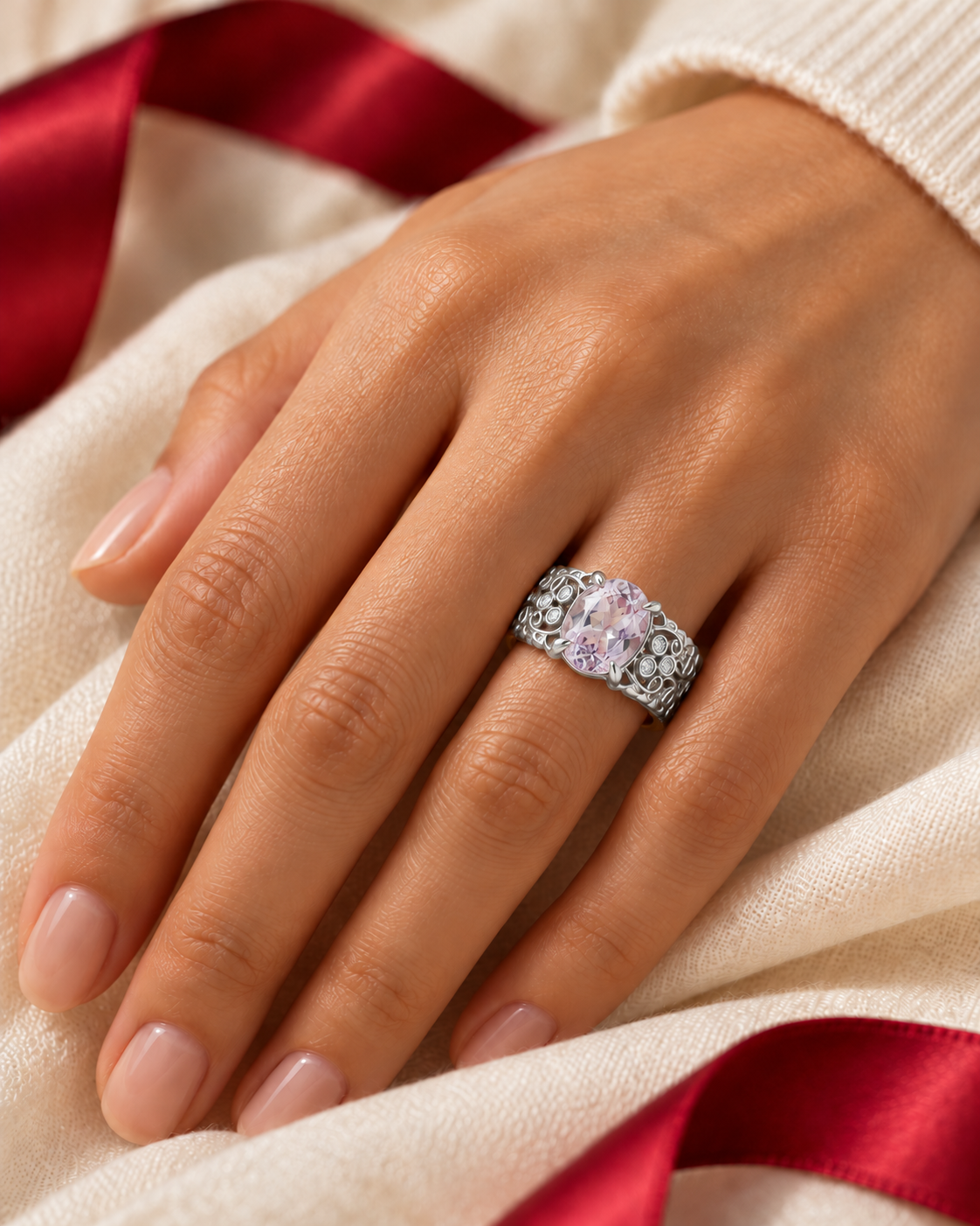 Dahlia Oval Kunzite Ring AG748,2019-142, 2023-105