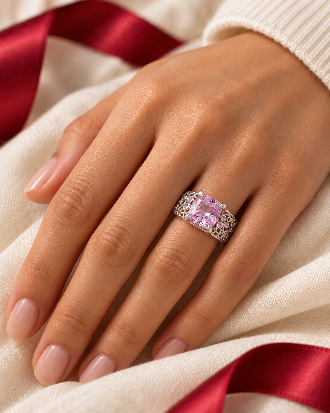 Daisy Cushion Kunzite Ring AG749