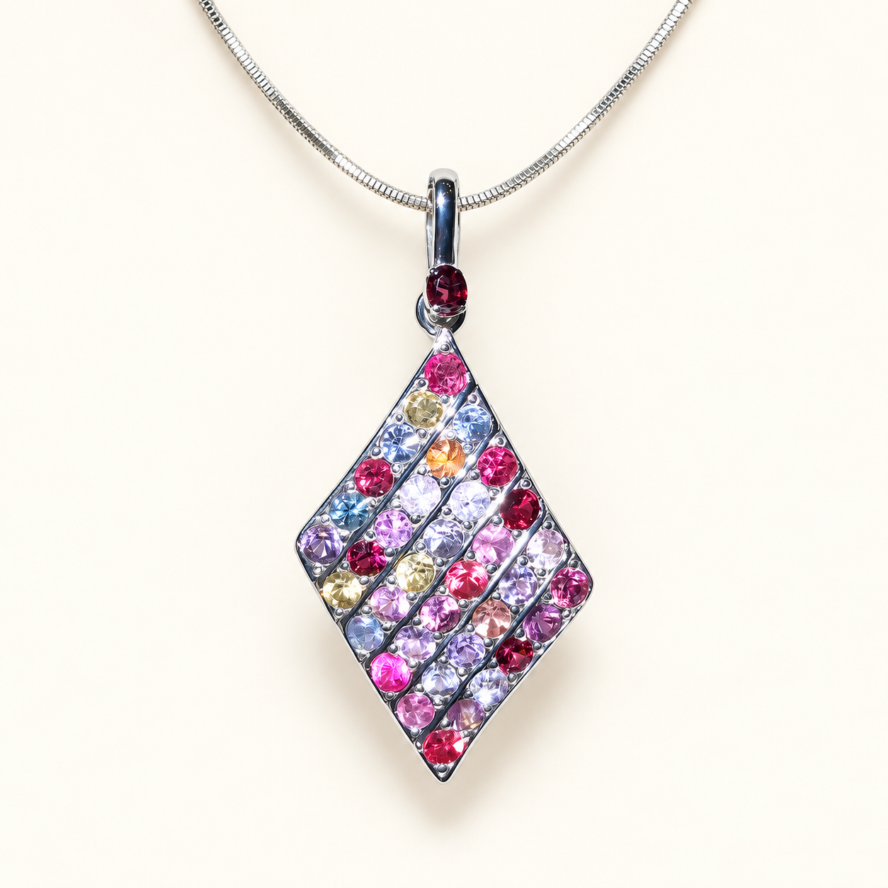 925 Silver Pendants - Multicolour Spinels AG794