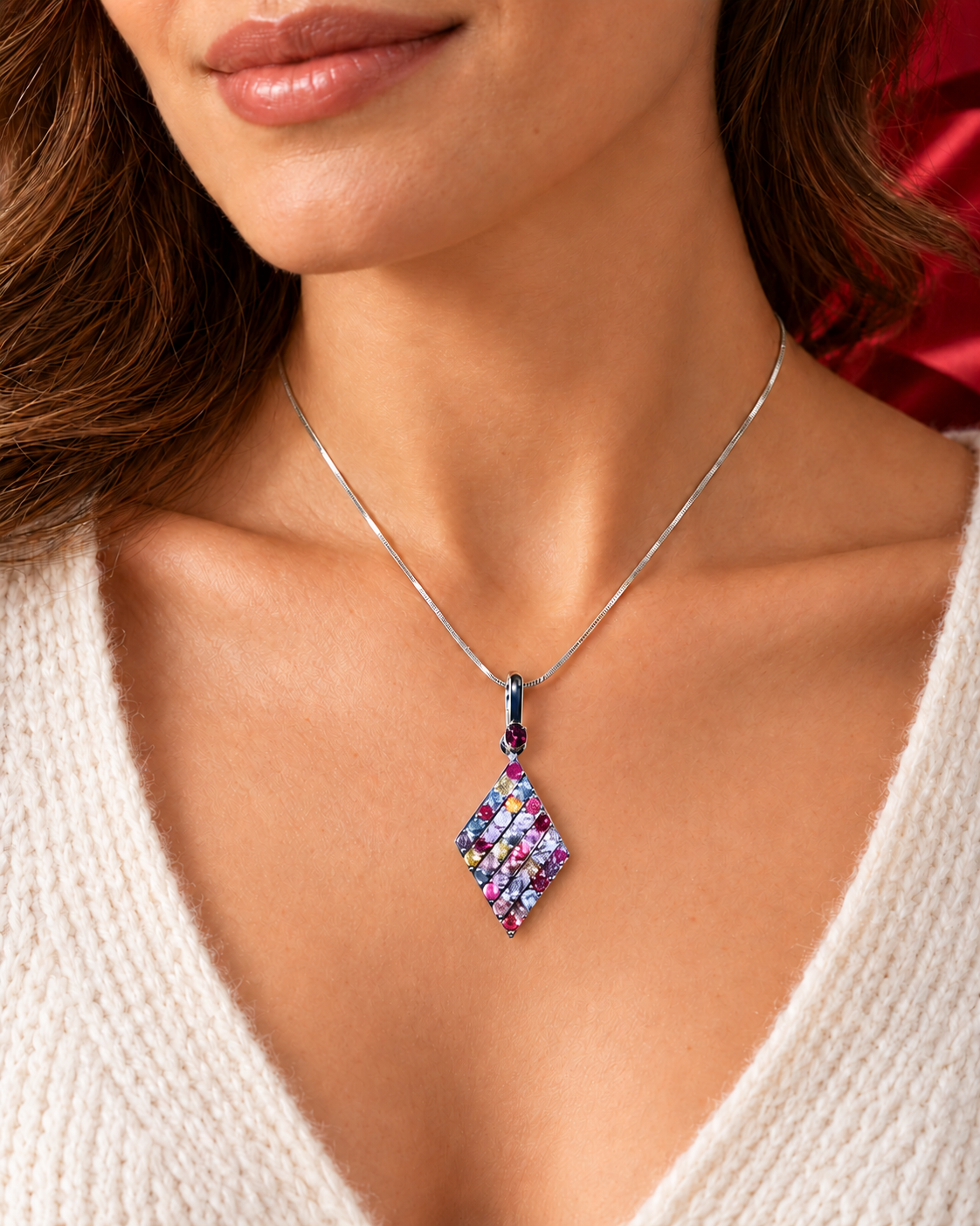 925 Silver Pendants - Multicolour Spinels AG794