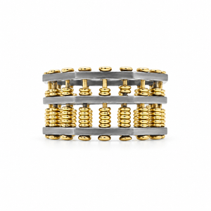 Autium Original Abacus Octagonal 18k Yellow Gold and Titanium Ring with 126 Beads AU269