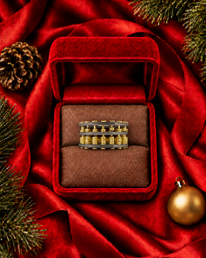 Autium Original Abacus Octagonal 18k Yellow Gold and Titanium Ring with 126 Beads AU269