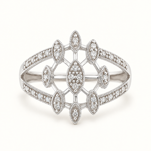 Eris 8-Sides Cluster Vintage Milgrain Ring AU276