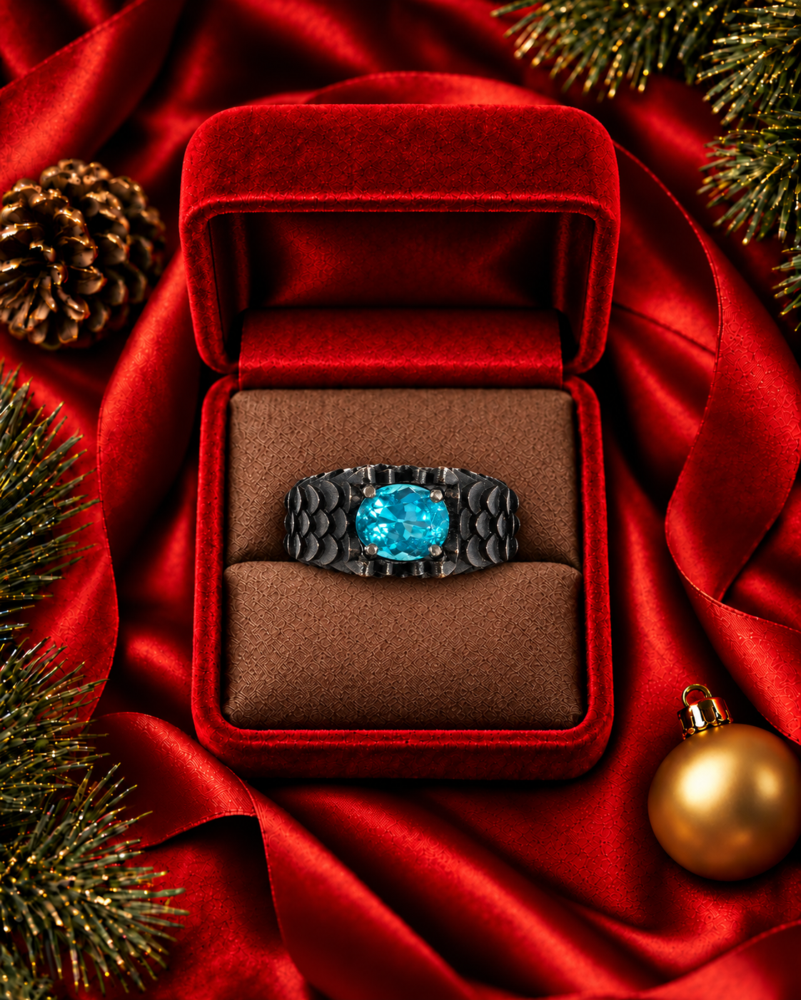 Drago Dragon Scales Gemstone Ring - Blue Oval AU359