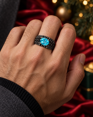 Drago Dragon Scales Gemstone Ring - Blue Oval AU359