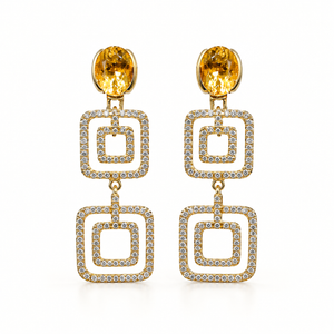 Aura Detachable Double Halo Earrings - Yellow Oval M012 2019-047