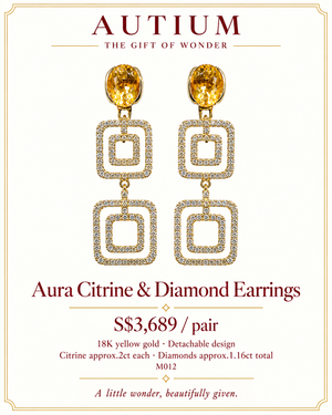 Aura Detachable Double Halo Earrings - Yellow Oval M012 2019-047