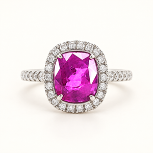 Rose 2.54CT Unheated Pink Sapphire Halo Ring M416