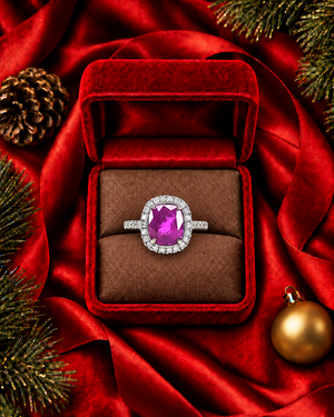 Rose 2.54CT Unheated Pink Sapphire Halo Ring M416