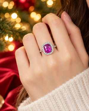 Rose 2.54CT Unheated Pink Sapphire Halo Ring M416