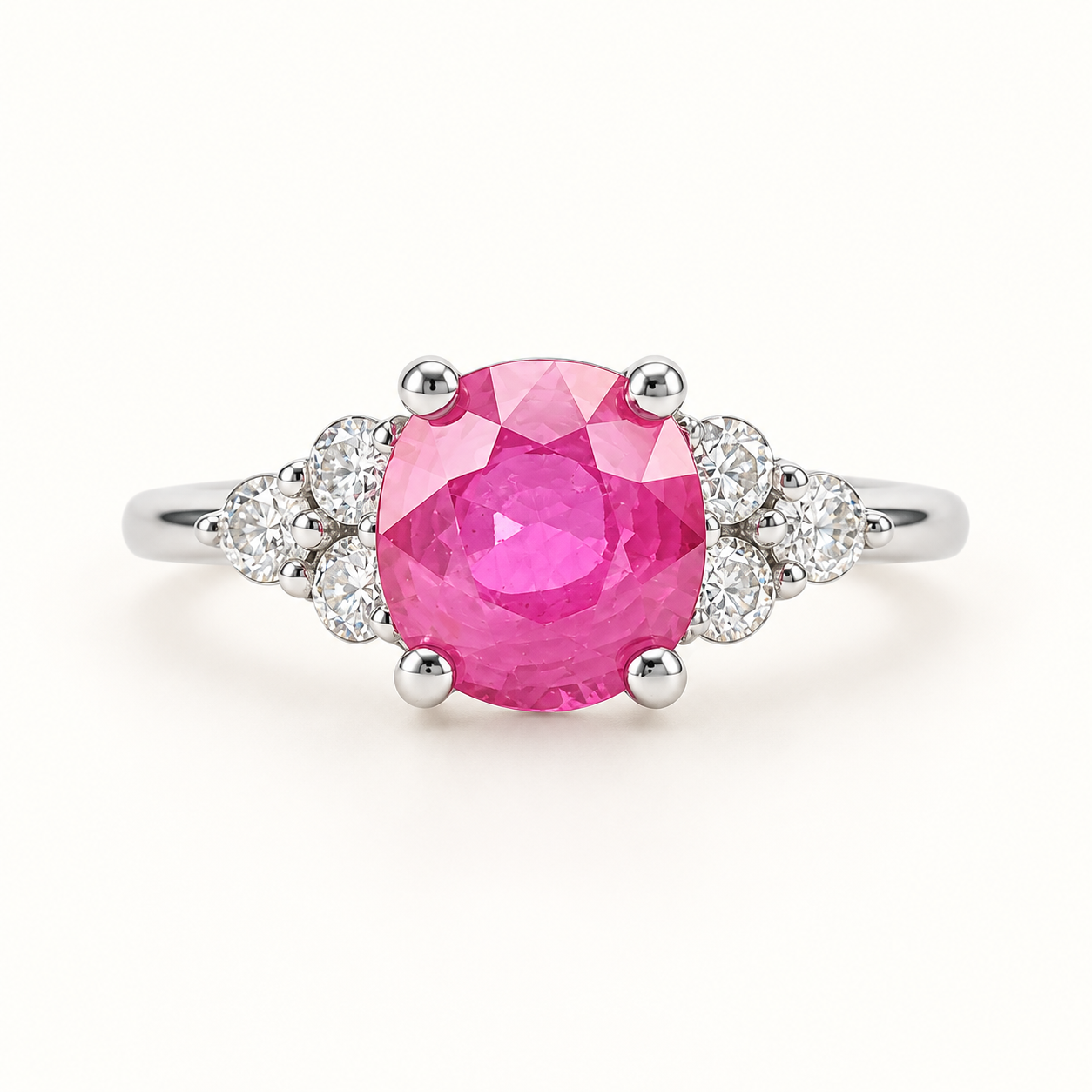 Nurja 2.14CT Unheated Pink Sapphire Three Stone Ring M417