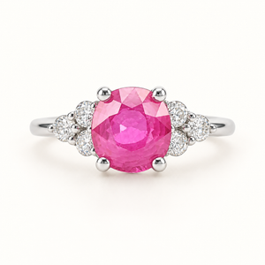 Nurja 2.14CT Unheated Pink Sapphire Three Stone Ring M417