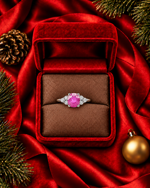 Nurja 2.14CT Unheated Pink Sapphire Three Stone Ring M417