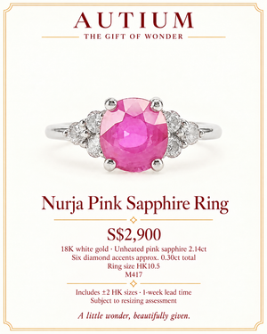 Nurja 2.14CT Unheated Pink Sapphire Three Stone Ring M417