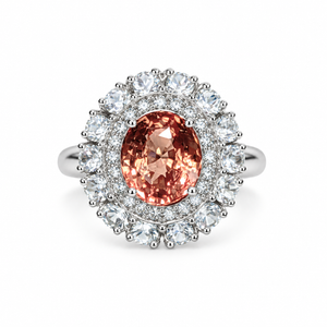 M460 SUNNY PADPARADSCHA OVAL DOUBLE HALO RING