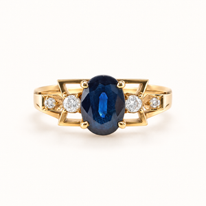 Esme Vintage Solitaire Ring - Sapphire Oval M517