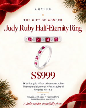 Judy Ruby Mix Square and Round Half Eternity Ring M519
