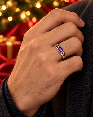 Judd Amethyst Gemstone Men's Ring - Purple Baguette M520
