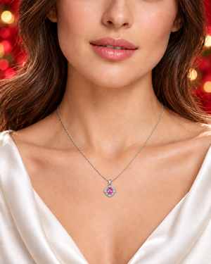 Sona Pink Sapphire Mix Halo Pendant M522