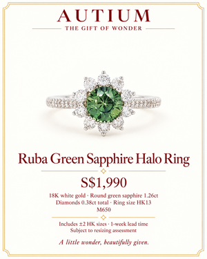 Ruba Green Sapphire Round Halo Ring M650