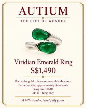 Viridian Emerald Pear Cabochon Bypass Ring M423-1