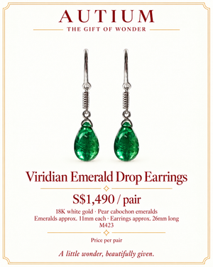 Viridian Emerald Pear Cabochon Drop Earrings M423-2