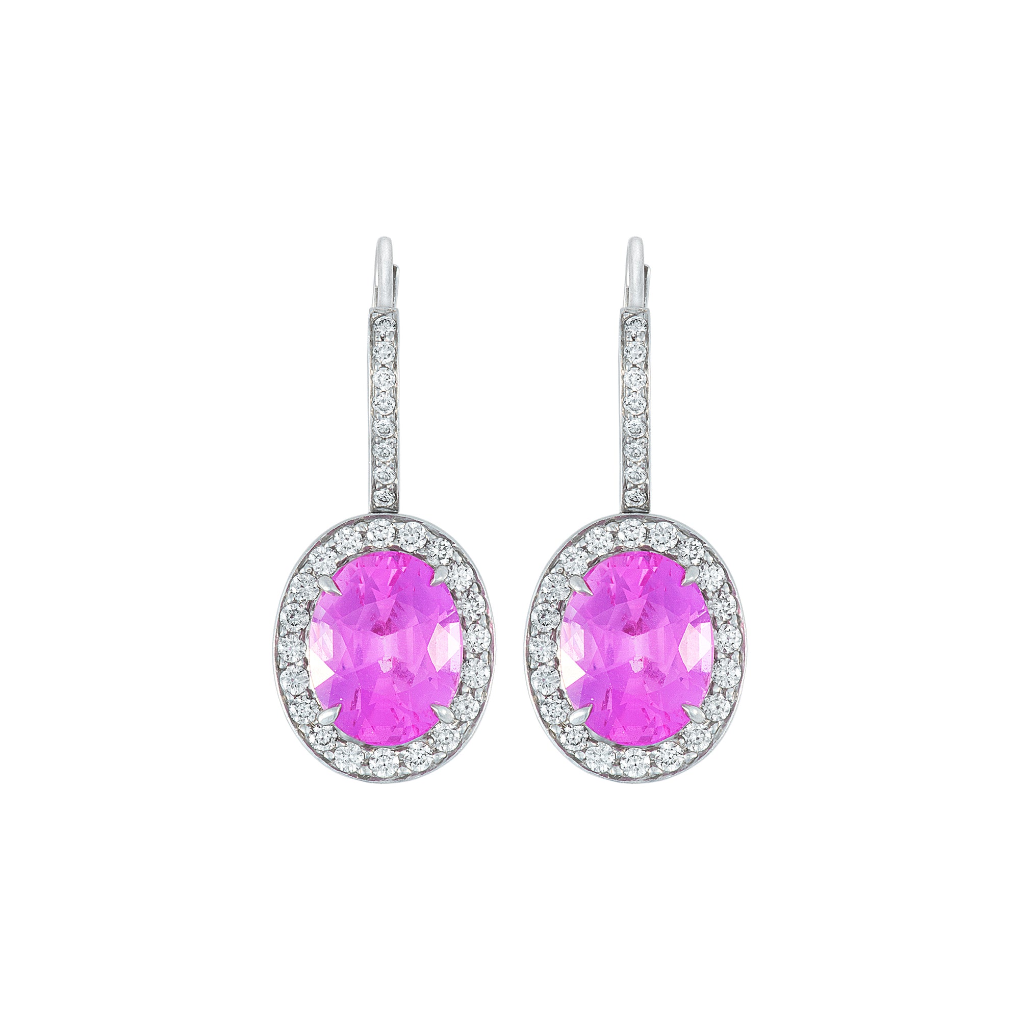 Lily Unheated Pink Sapphire Dangling Halo Earrings - 3CT M769