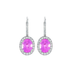 Lily Unheated Pink Sapphire Dangling Halo Earrings - 3CT M769