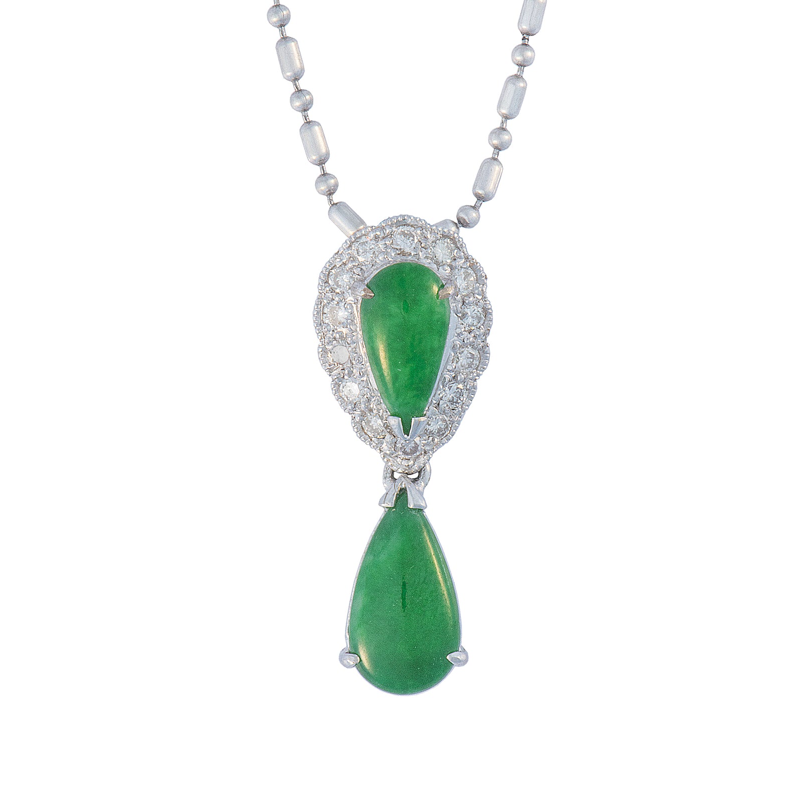 Chroasia Pear Jade Halo Drop Pendant with Chain M780