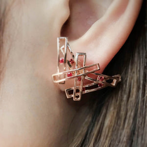 Puzzle Orange Sapphire Earrings AG508