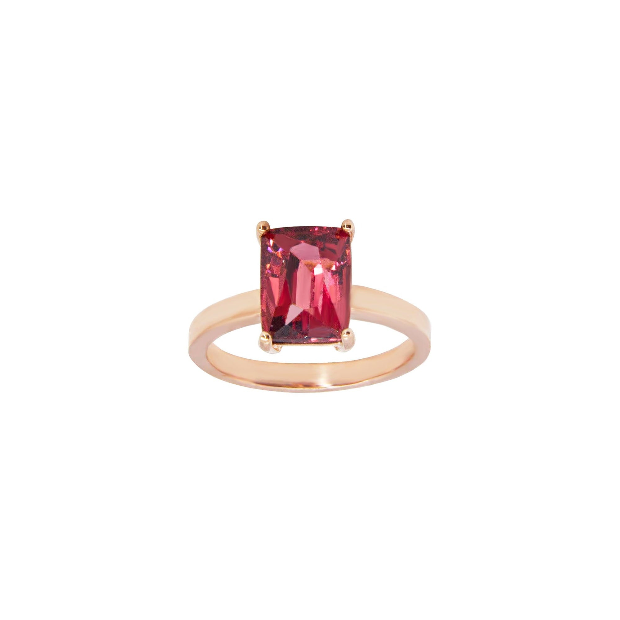 CUSTOM Petra Solitaire Gemstone Ring - Purple Rectangle 2024-003