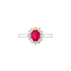 Ruba Starburst Halo Ring - Red Oval AU364