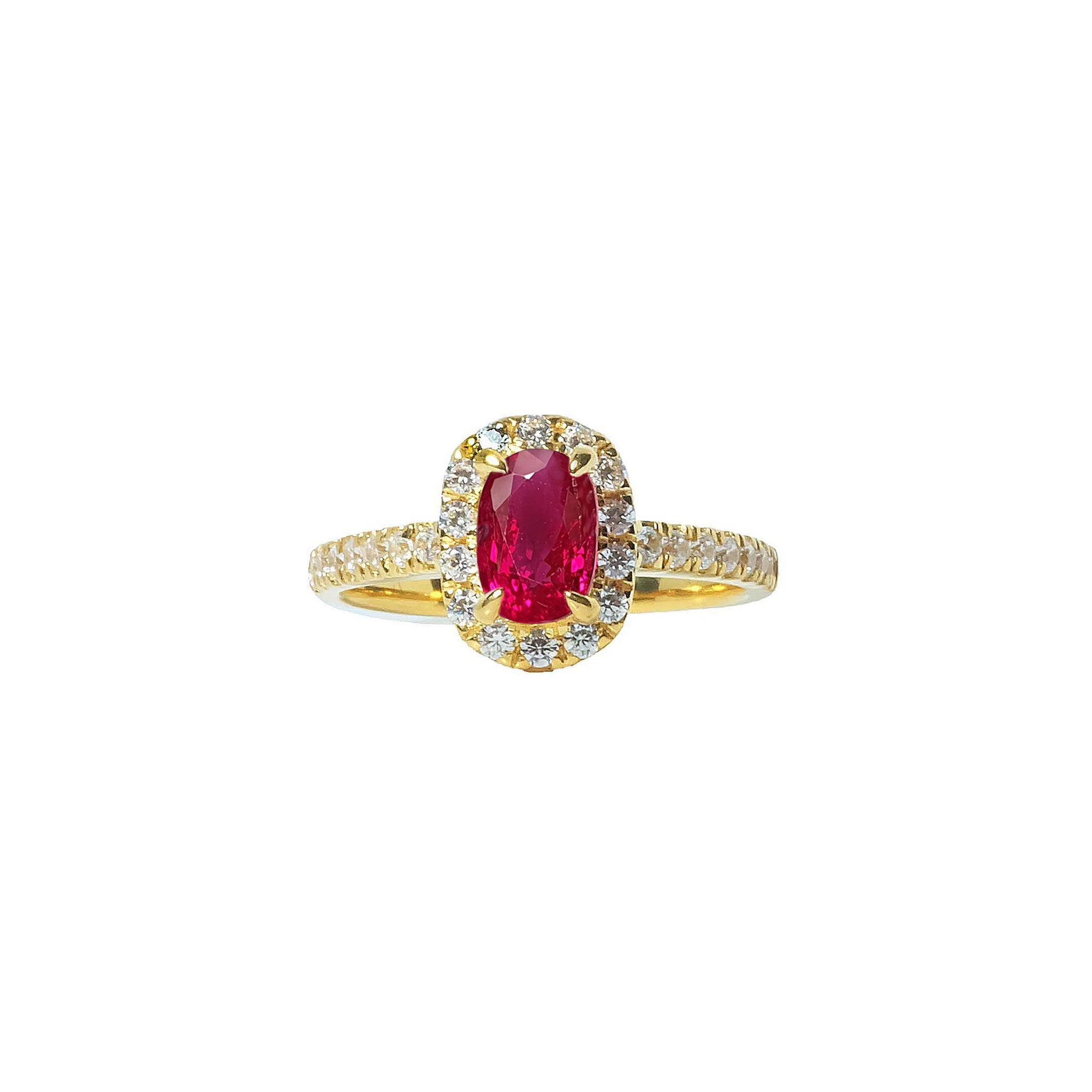 Sahari Gemstone Halo Ring - Red Oval 2021-087