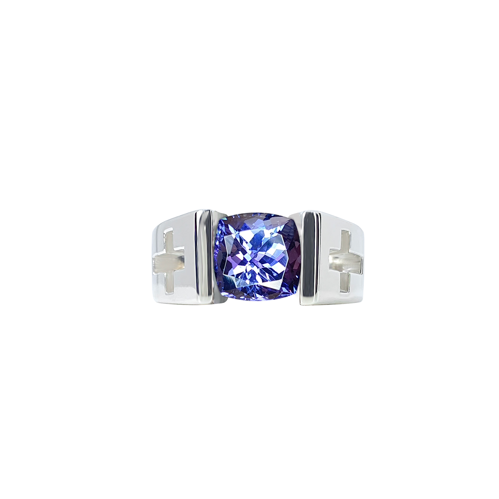 Alcross Gemstone Tension Set Ring - Tanzanite Cushion 2021-252