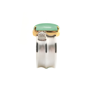 Catho Wide Gemstone Ring - Green Long Cushion 2022-099