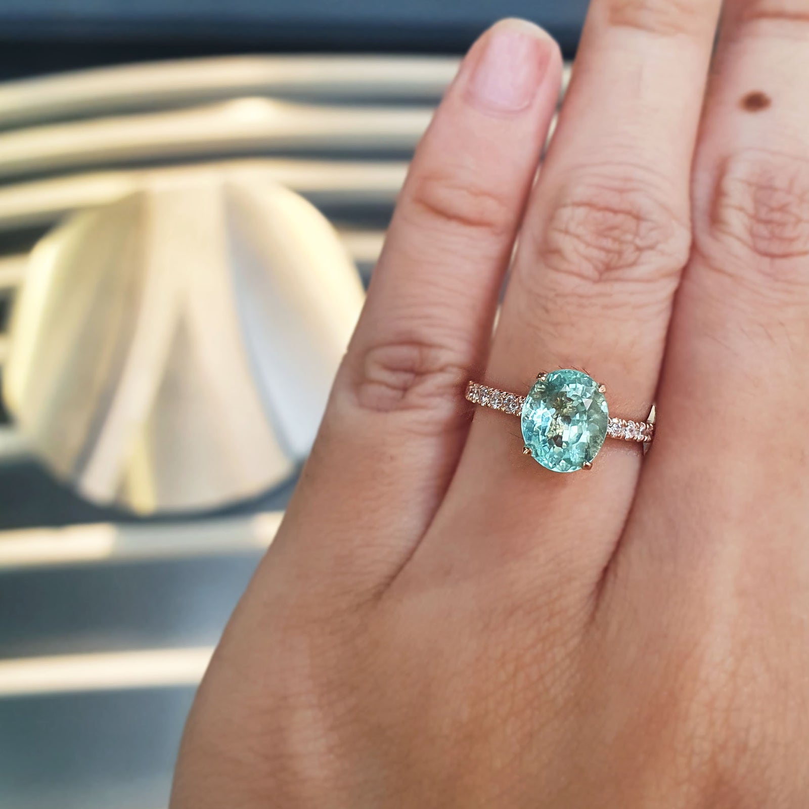 G204 Yura Hidden Halo Solitaire Ring - Paraiba Oval 1.22CT 2022-101