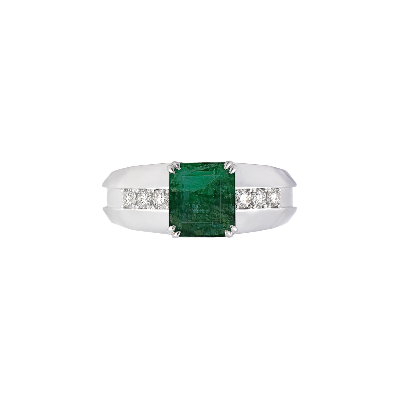 Benjames Chevron Gemstone Ring - Green Emerald