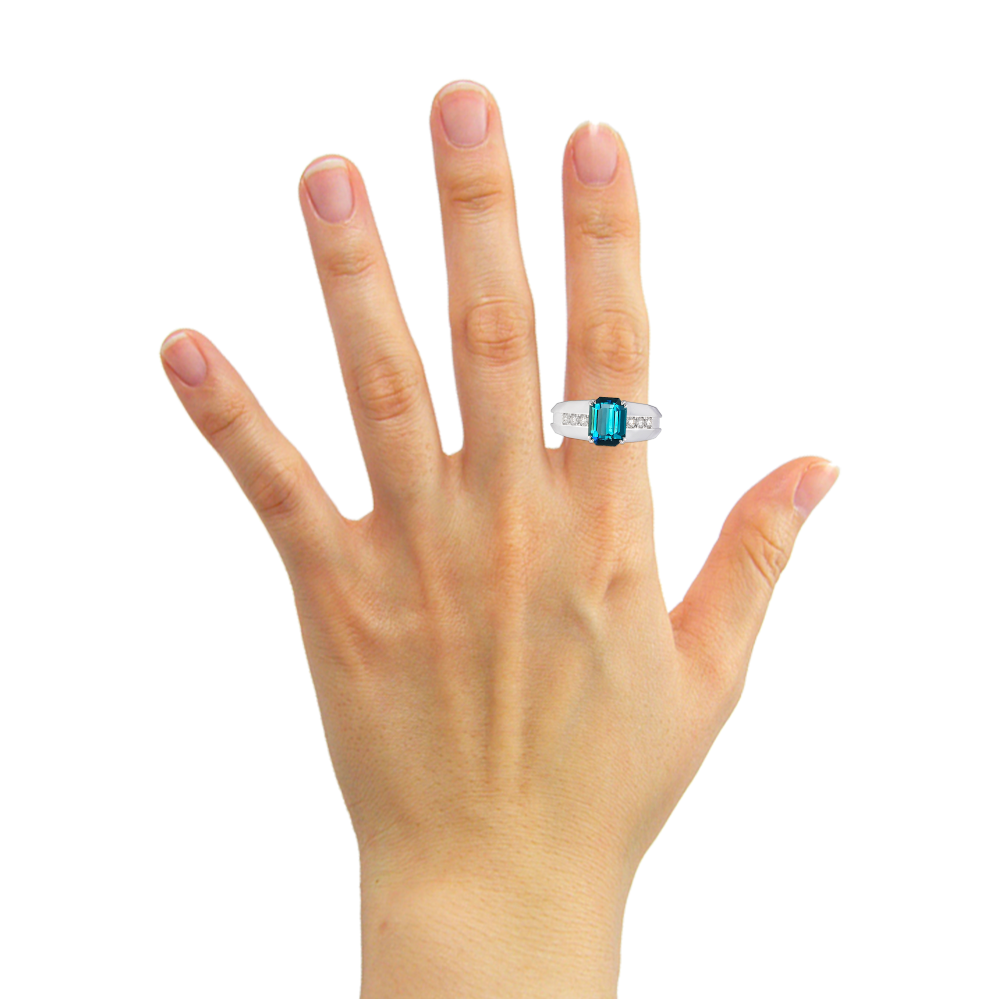 Benjames Chevron Gemstone Ring - Blue Emerald