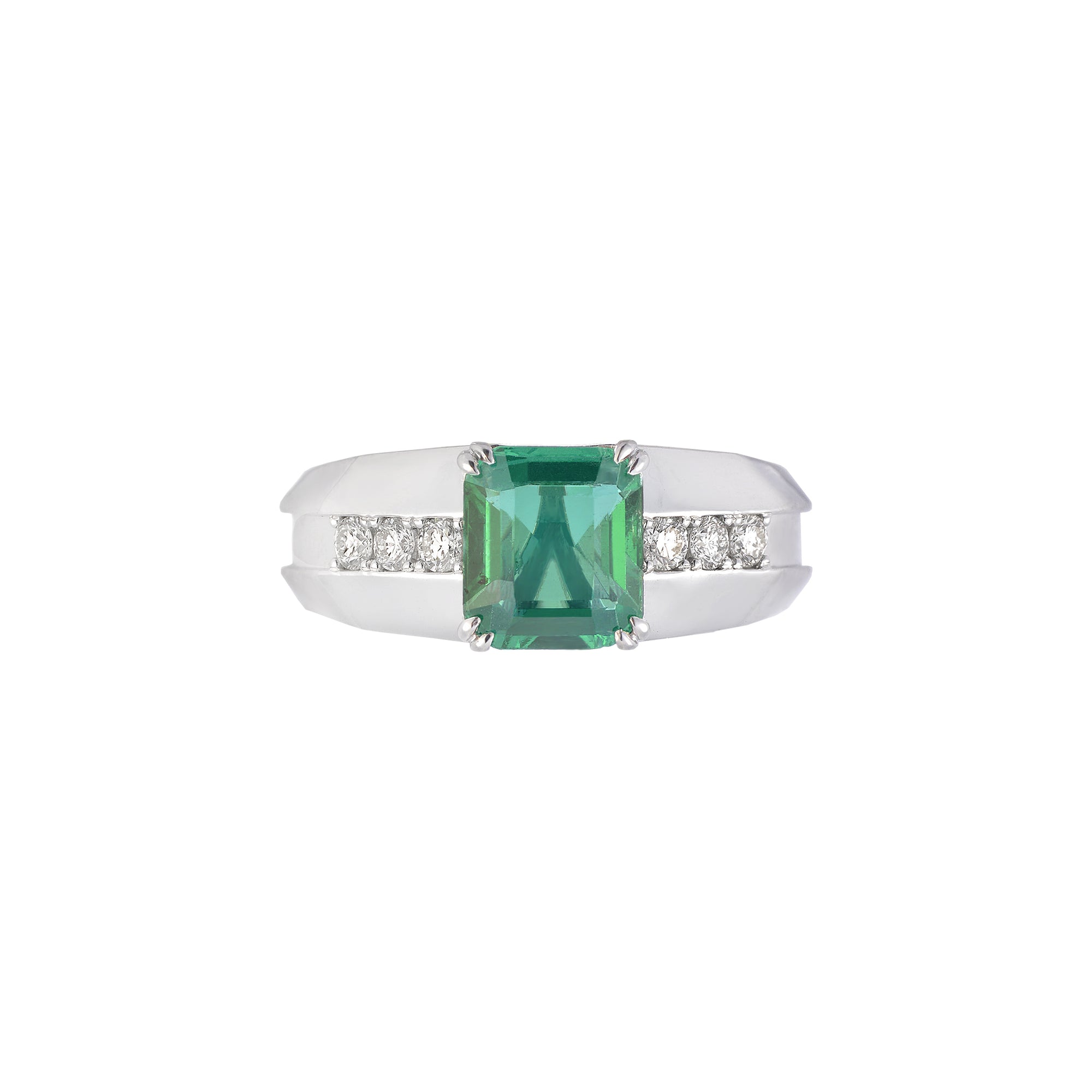 Benjames Chevron Gemstone Ring - Green Emerald 2022-104