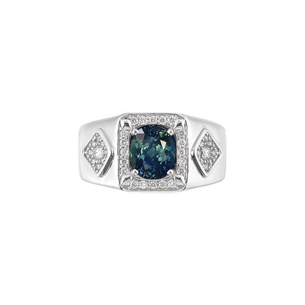 Harza Halo Gemstone Ring - Sapphire Oval - Autium Jewels