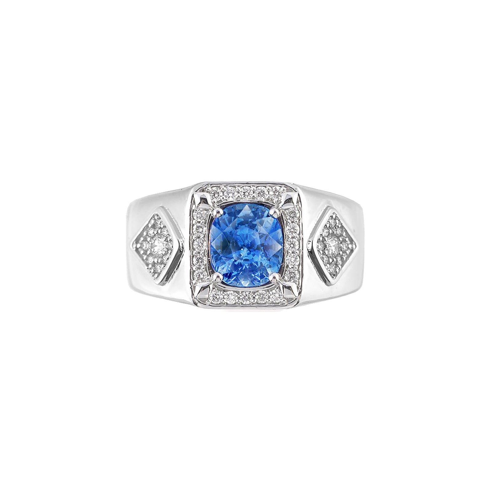 Harza Halo Gemstone Ring - Sapphire Cushion 2022-104