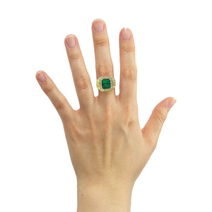 Alexza Octagonal Halo Ring - Green Emerald 2022-123